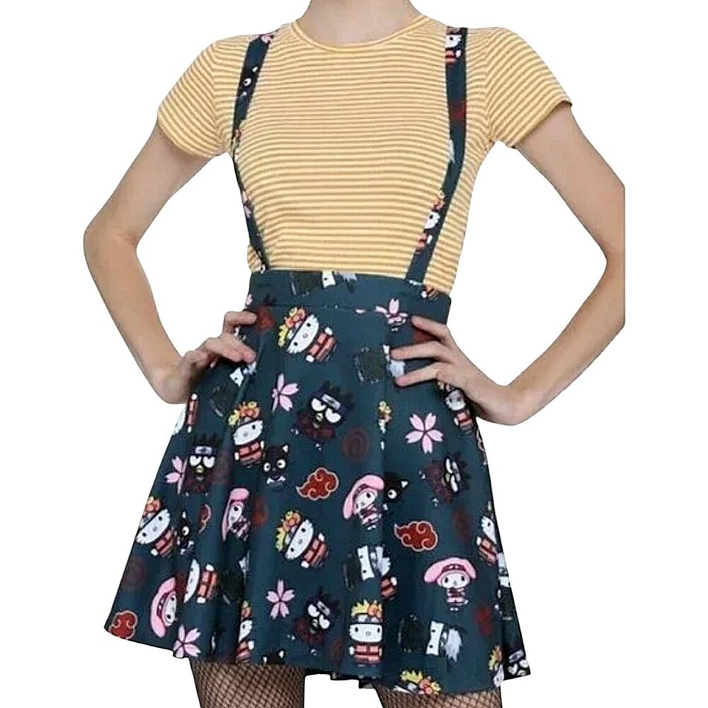 Naruto x Hello Kitty Suspender Skirt Hot Topic Anime/Sanrio/Kawaii/Harajuku - XL